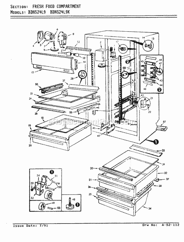 Maytag BDNS24L9A (AN91A) Mfg Number Bn92d, Ref - Sxs/I&w Fresh Food Compartment Diagram