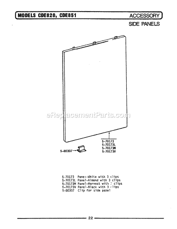 Maytag CDE820 Electric Maytag Cooking Side Panels - Accessory Diagram