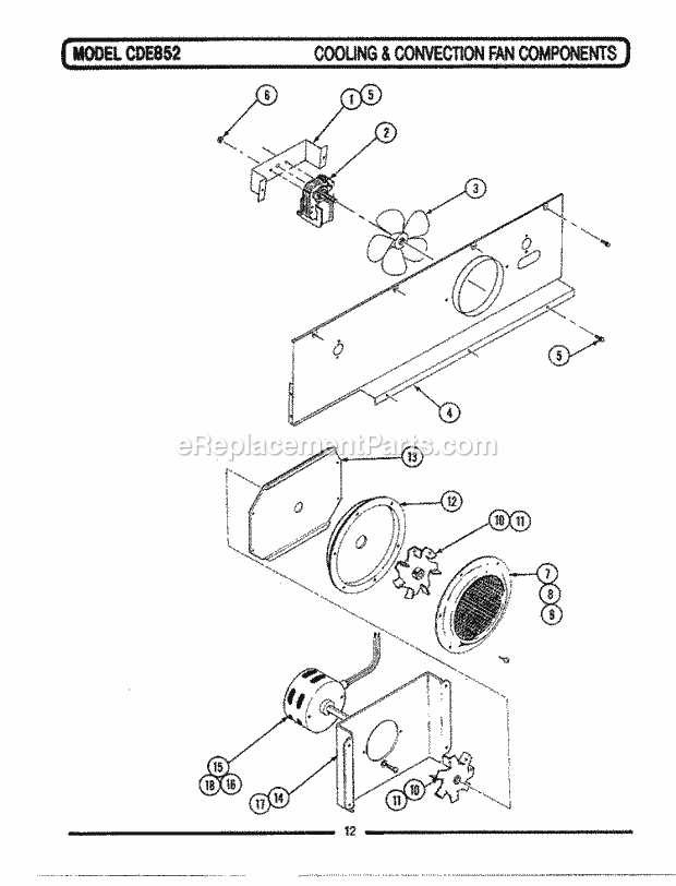Maytag CDE852 Range- S/C F/S Ddraft Ele Cooling & Convection Fan Components Diagram