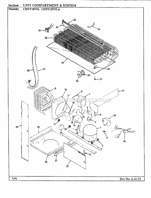 Maytag CDNT18V9L (BC45A) Mfg Number Cc49a, Ref - Top Mount/ I&w Unit Compartment & System Diagram