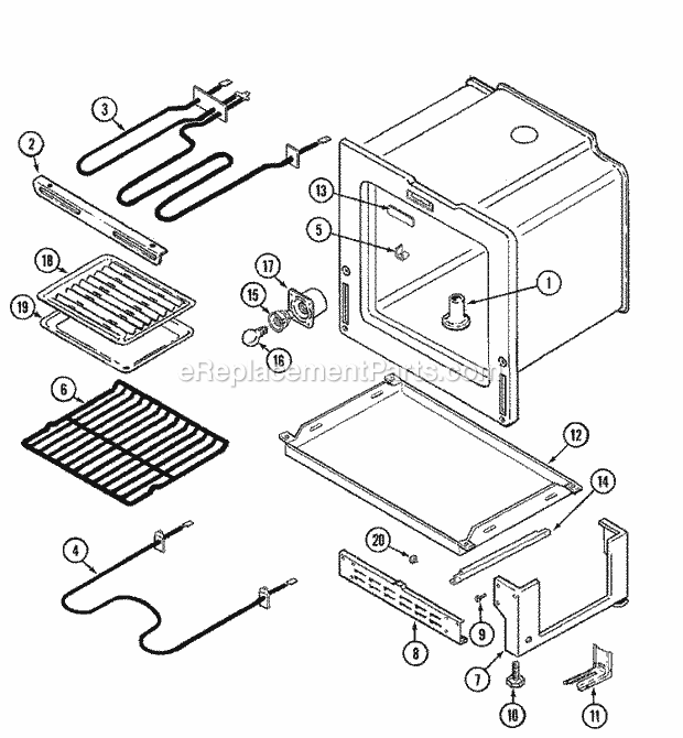 Maytag CER2350AGL Electric Magic Chef Cooking Oven / Base Diagram