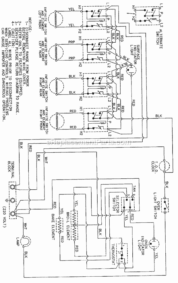 Maytag CER2350AGL Electric Magic Chef Cooking Wiring Information Diagram