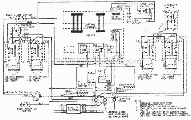 Maytag CHE9000BCE Electric Maytag Cooking Wiring Information Diagram