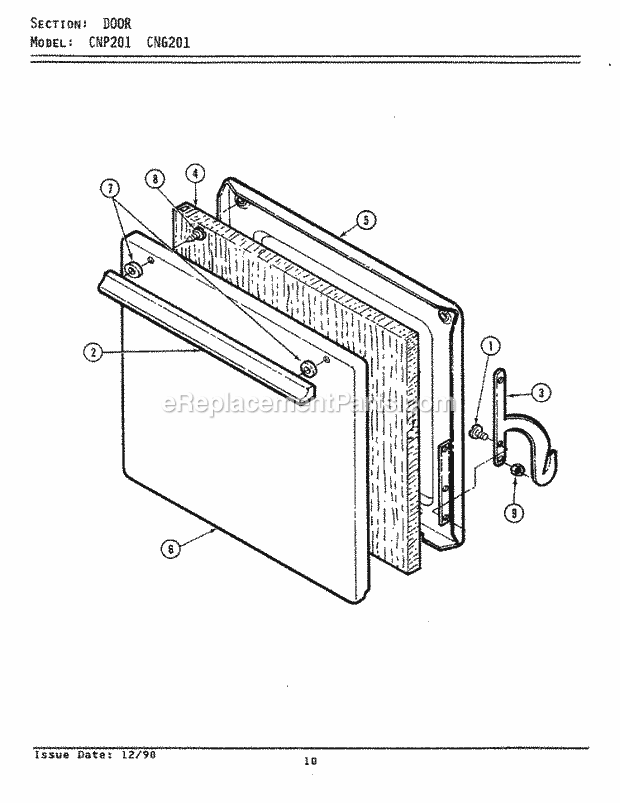 Maytag CNP2010AXL Freestanding, Gas Maytag Cooking Door Diagram