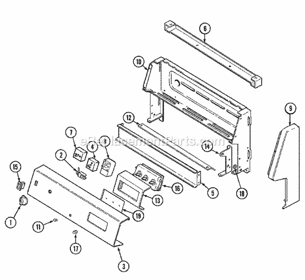 Maytag CRE9300CCL Electric Maytag Cooking Control Panel Diagram