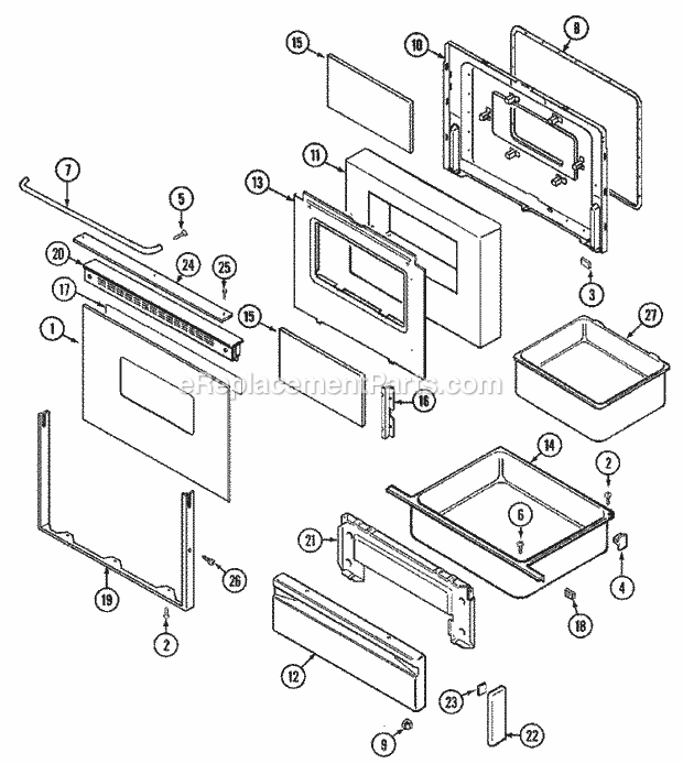 Maytag CRE9530BCM Freestanding, Electric Electric Range Door / Drawer (Ser. Pre. 11) Diagram