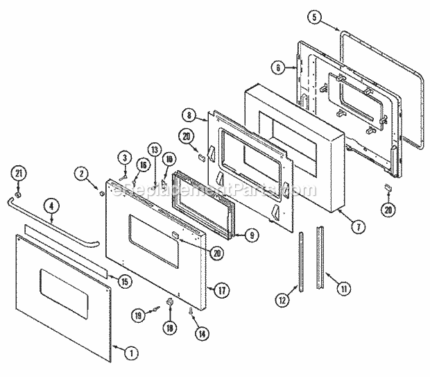 Maytag CWE9030BCB Built-In, Electric Maytag Cooking Door Diagram