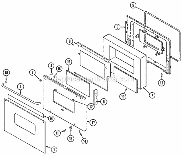 Maytag CWE9030BCB Built-In, Electric Maytag Cooking Door (Ser. Pre. 11) Diagram