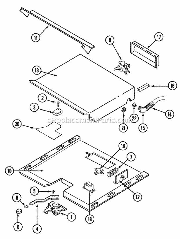 Maytag CWE9030BCB Built-In, Electric Maytag Cooking Internal Controls Diagram