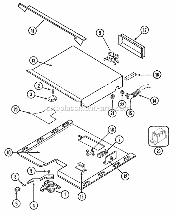 Maytag CWE9030BDB Built-In, Electric Oven Internal Controls Diagram