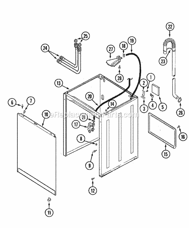 Maytag DAV1200AWW Residential Dixie Laundry Cabinet Diagram