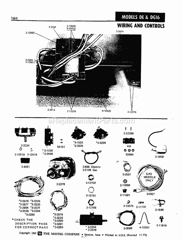 Maytag DE16CA Dryer- Ele Wiring & Controls Diagram