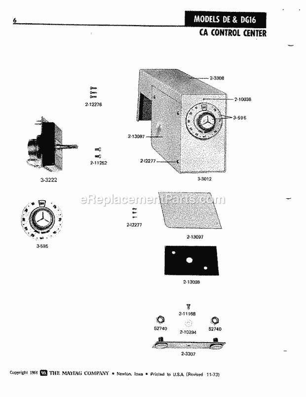 Maytag DE16CA Dryer- Ele Ca Control Center Diagram