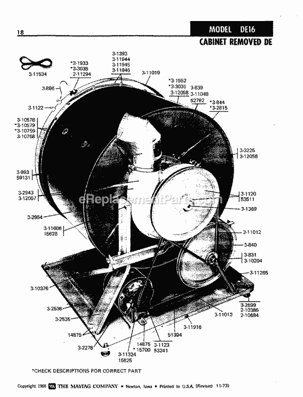 Maytag DE16CA Dryer- Ele Cabinet Removed Diagram