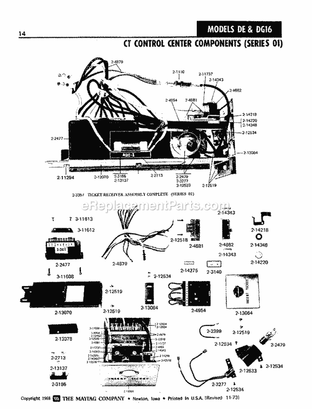 Maytag DE16CA Dryer- Ele Ct Control Cntr Components - Series 01 Diagram