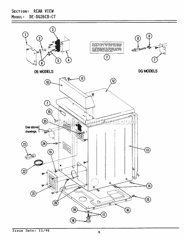 Maytag DE26CD Maytag Commercial Laundry (Dryer Ele) Rear View - Cd / Ct Models Diagram