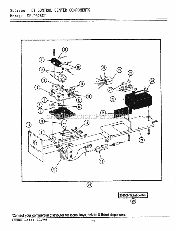 Maytag DE26CT Maytag Commercial Laundry (Dryer Ele) Control Center Components - Ct Models Diagram