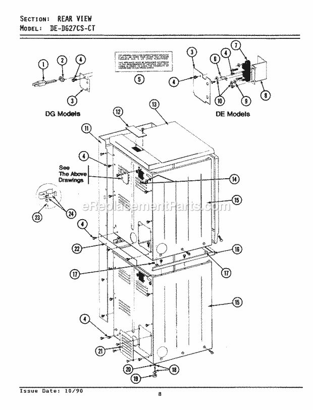 Maytag DE27CS Manual, (Dryer Ele) Rear View Diagram