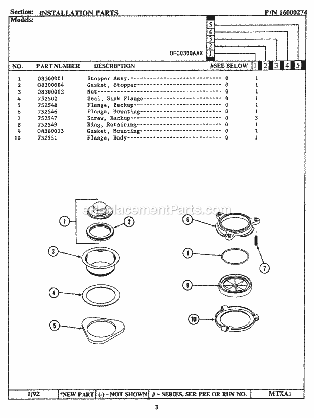 Maytag DFC0300AAX Disposal Installation Parts (Dfc0300aax) Diagram