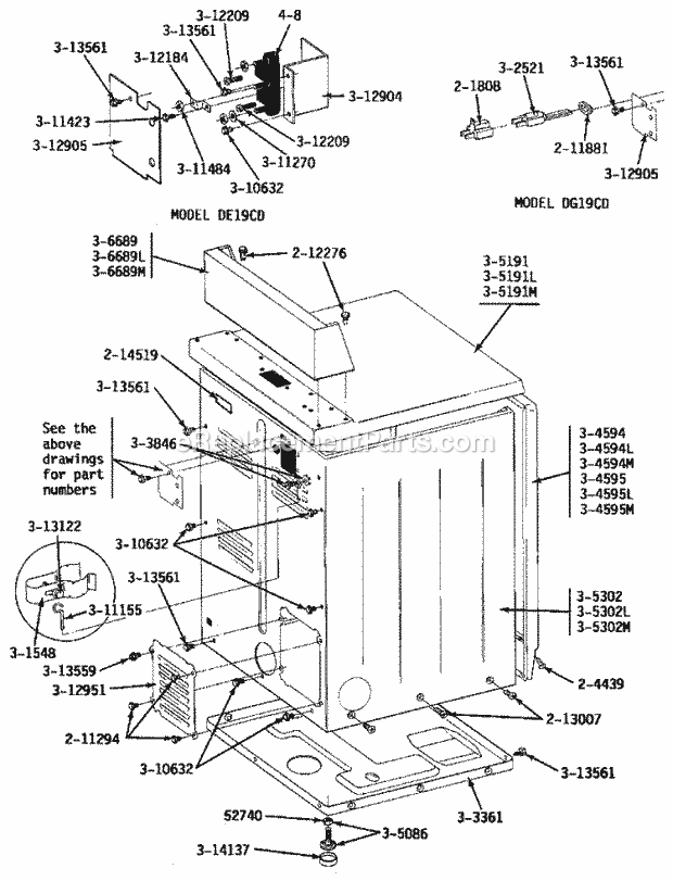 Maytag DG19CD Maytag Laundry (Dryer Gas) Rear View Diagram