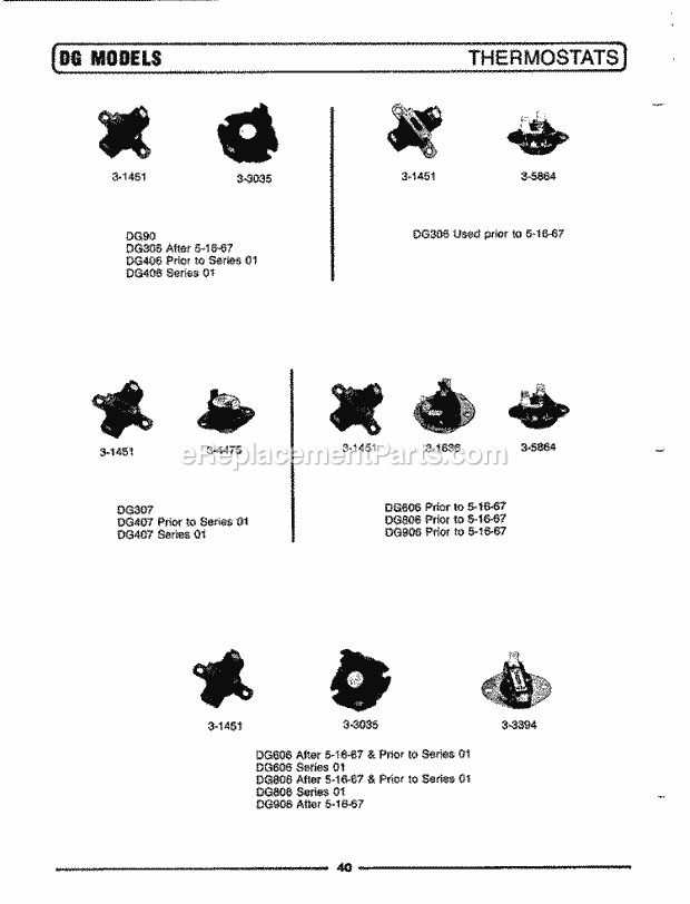 Maytag DG306 Residential Maytag Laundry Thermostats Diagram