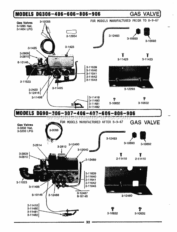 Maytag DG306 Residential Maytag Laundry Gas Valve (Prior to 8 - 9 - 67) Diagram