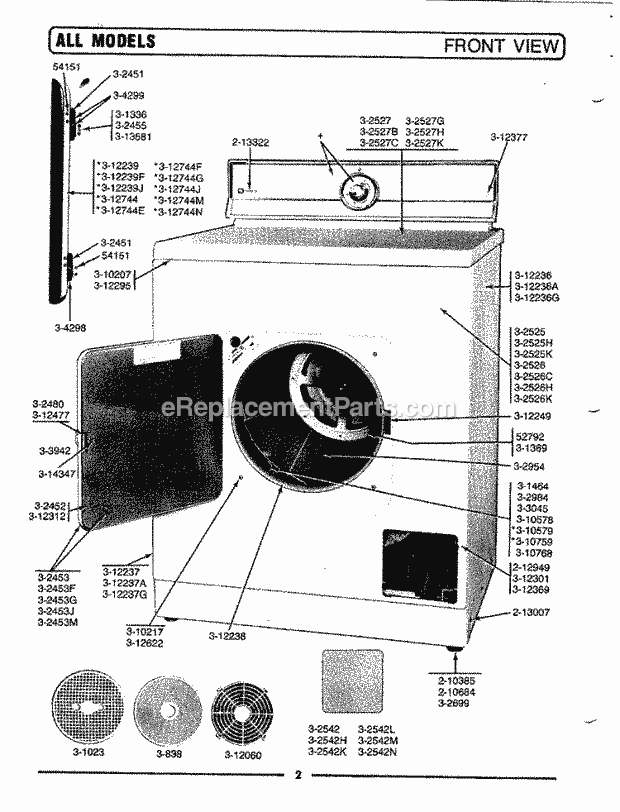 Maytag DG307 Residential Maytag Laundry Front View Diagram
