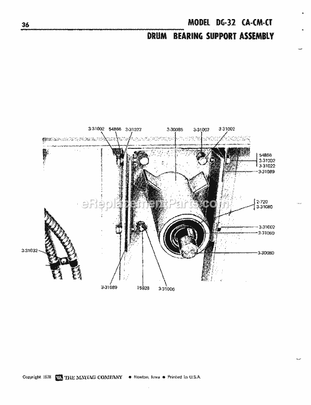 Maytag DG32CA Maytag Laundry (Dryer Gas) Drum Bearing Support Assembly Diagram