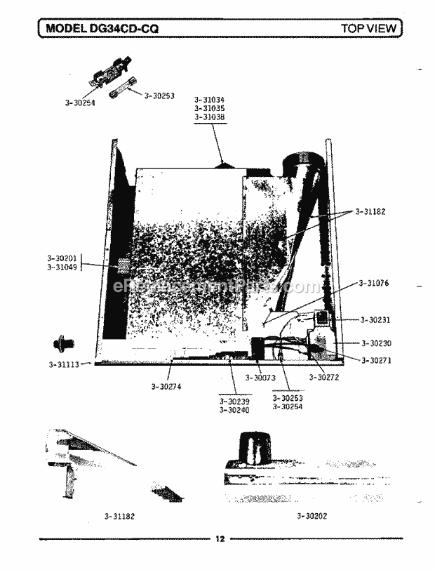 Maytag DG34CQ Maytag Laundry (Dryer Gas) Top View Diagram