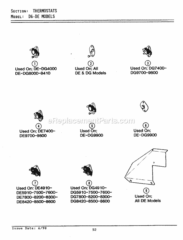 Maytag DG9900 Residential Maytag Laundry Thermostats Diagram