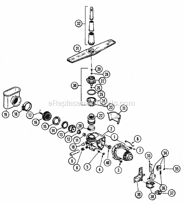 Maytag DU7CA-20 Dishwasher Motor & Pump Diagram