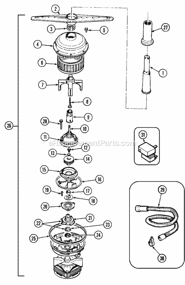 Maytag DWU4910BAX Maytag Dishwasher Pump & Motor Diagram