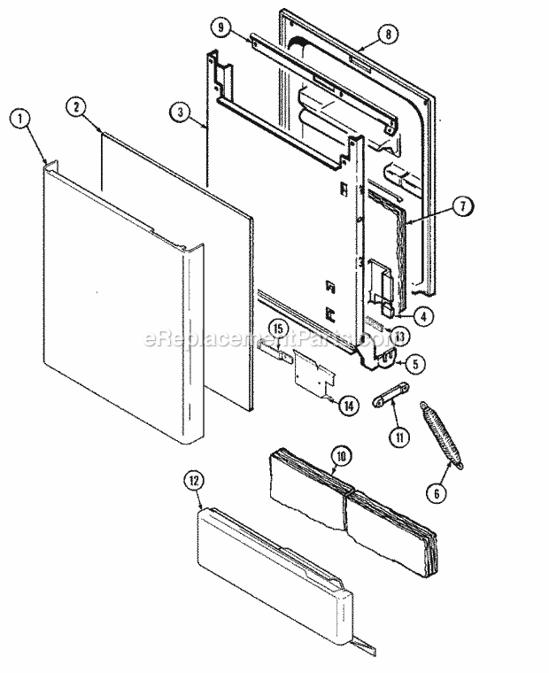 Maytag DWU5912AAB Dishwasher Door Diagram