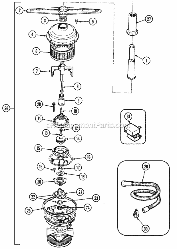 Maytag DWU8750AAX Maytag Dishwasher Pump & Motor Diagram