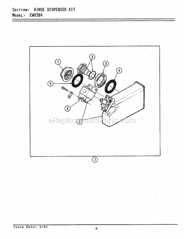 Maytag EWU384 Maytag Dishwasher Rinse Dispenser Kit Diagram