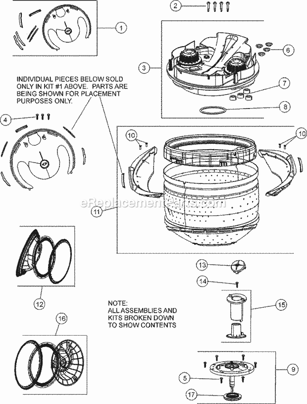 Maytag FAV6800AWQ Residential Washer Inner Tub / Spinner Diagram