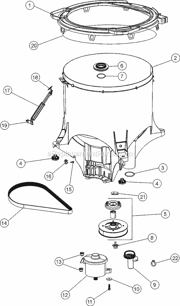 Maytag FAV6800AWQ Residential Washer Outer Tub Diagram