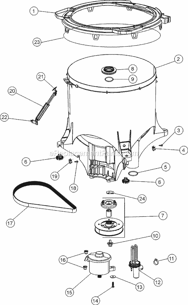 Maytag FAV9800AWQ Residential Washer Outer Tub Diagram