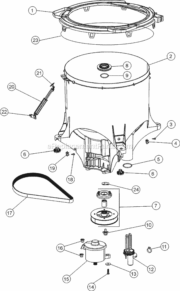 Maytag FAV9800AWW Residential Washer Outer Tub Diagram