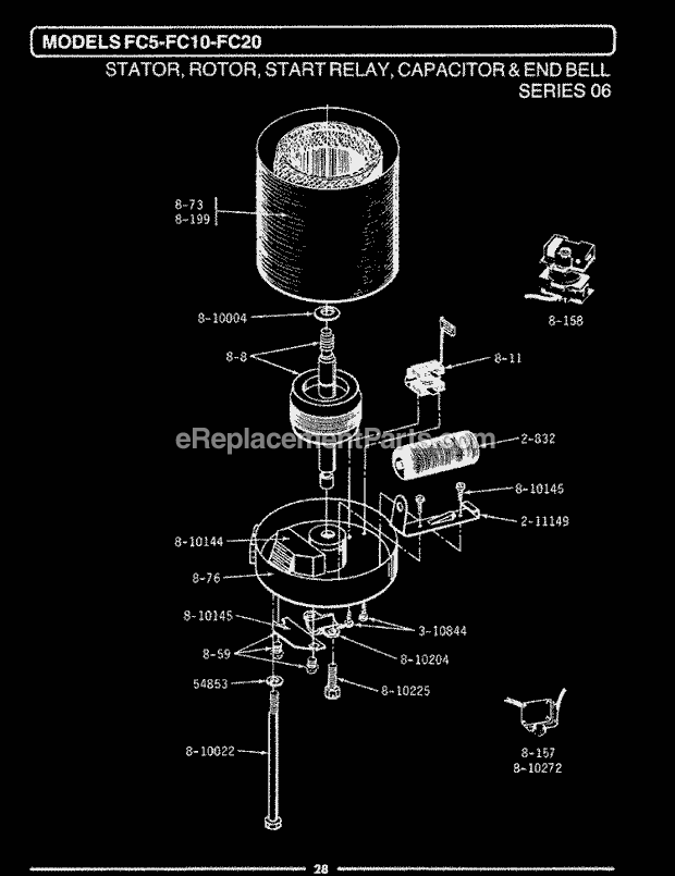 Maytag FC20 Disposal Statr, Rotor, Relay, Cptr, Bell (Fc5, 10, 20) Diagram