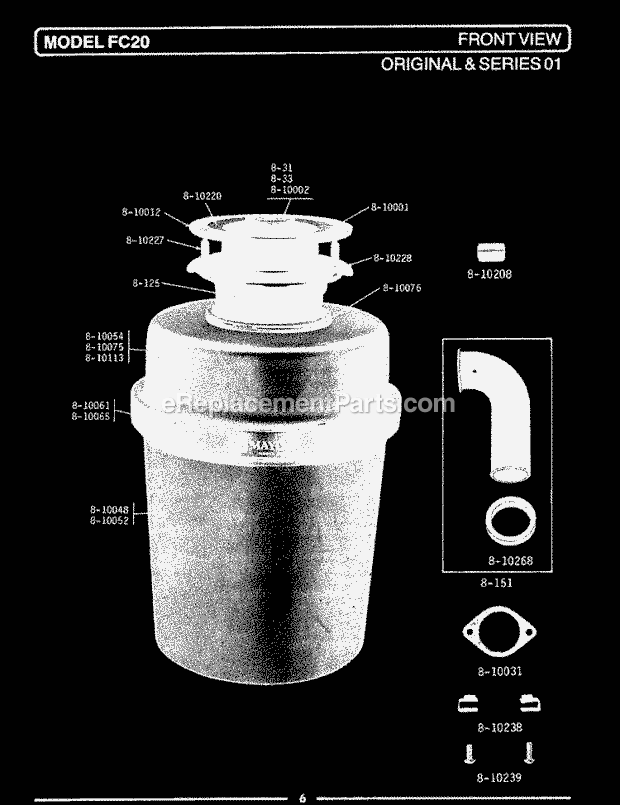 Maytag FC20 Disposal Front View (Fc20) Diagram