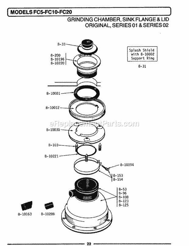 Maytag FC20 Disposal Grinding Chamber, Sink Flange & Lid (01) Diagram