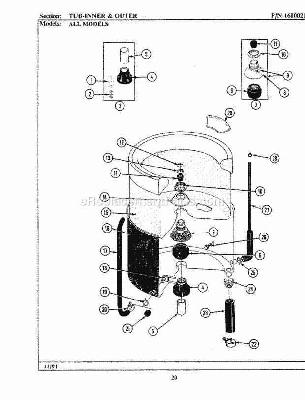 Maytag GA104 Washer-Top Loading Tub (Inner & Outer) Diagram