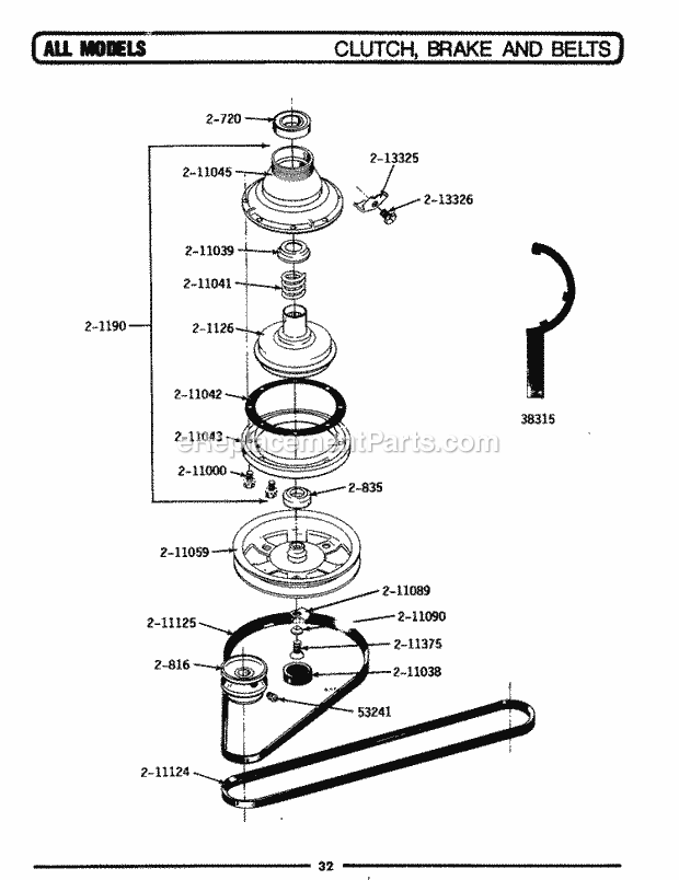 Maytag GA25CS Maytag Laundry (Washer) Clutch, Brake & Belts Diagram