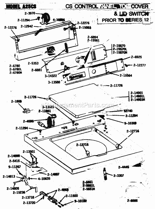 Maytag GA25CS Maytag Laundry (Washer) Control Panel, Top Cvr & Lid Swtch (00) Diagram