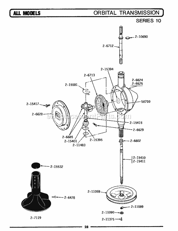 Maytag GA25CS Maytag Laundry (Washer) Orbital Transmission (Series 10) Diagram