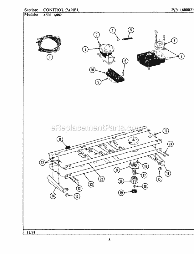 Maytag GA882 Residential Maytag Laundry Control Panel Diagram