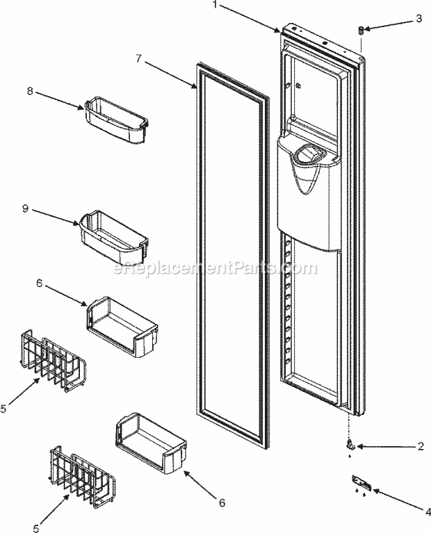 Maytag GC2225GEK3 Side-By-Side International Refrigeration Freezer Door (Gc2225gek3 / 5 / 9) Diagram