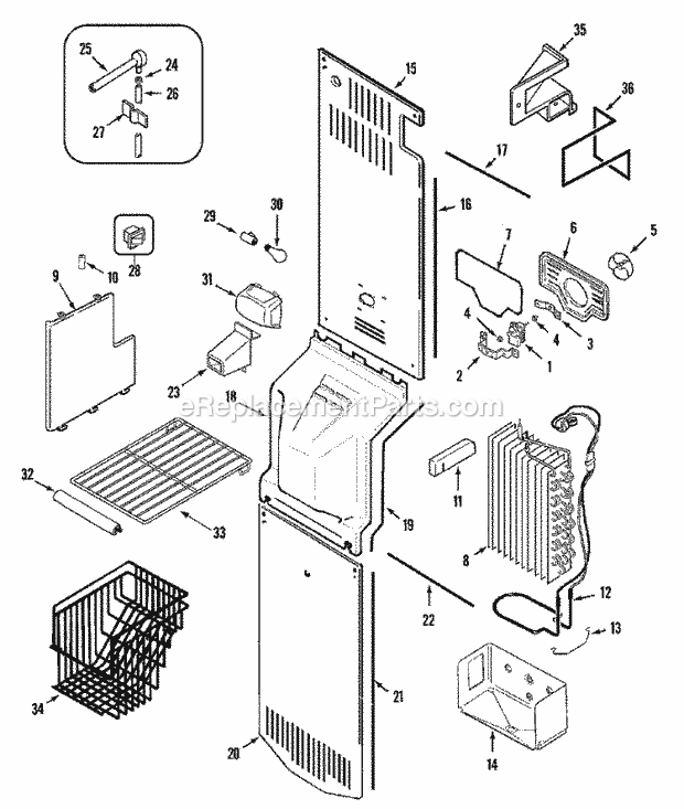 Maytag GC2227CDFB Side-By-Side International Refrigeration Freezer Compartment Diagram