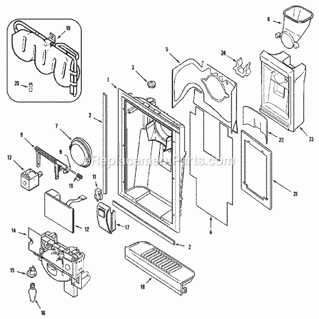 Maytag GC2228GEH9 Side-By-Side Side-By-Side Refrigerator Fountain Diagram